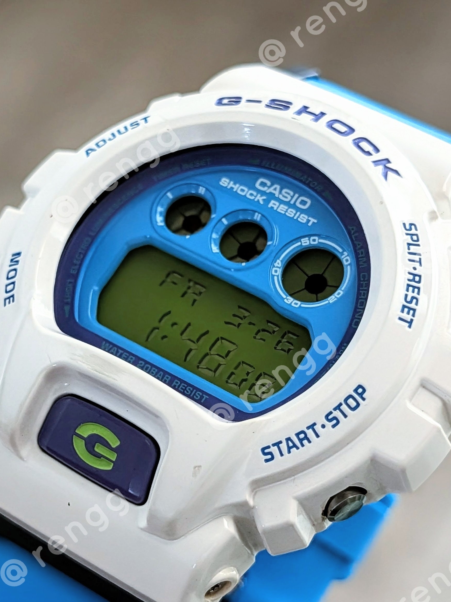 Casio GShock White  Blue Digital Watch